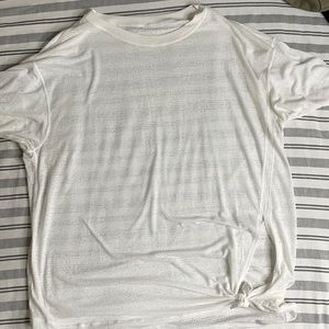 Sheer bottom tie short sleeve